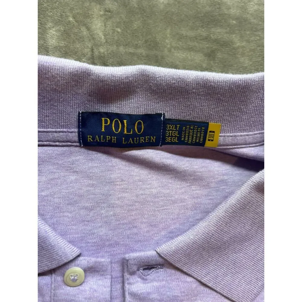 BIG & TALL Polo Ralph Lauren Mens Polo Shirt‎ Purple Short Sleeve Size 3XLT